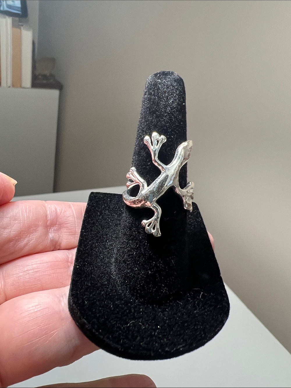 Unique Sterling Silver 925 Gecko Ring - Polished - Vintage